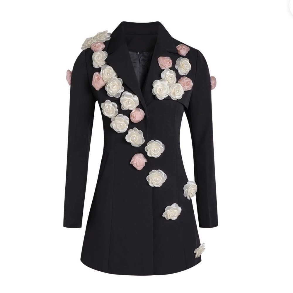 New Chic Black Floral Women's Blazer size S